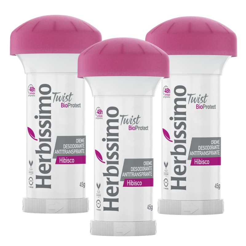 Kit Desodorante Twist Antitranspirante Hibisco Herbissimo 45G (3 unidades)