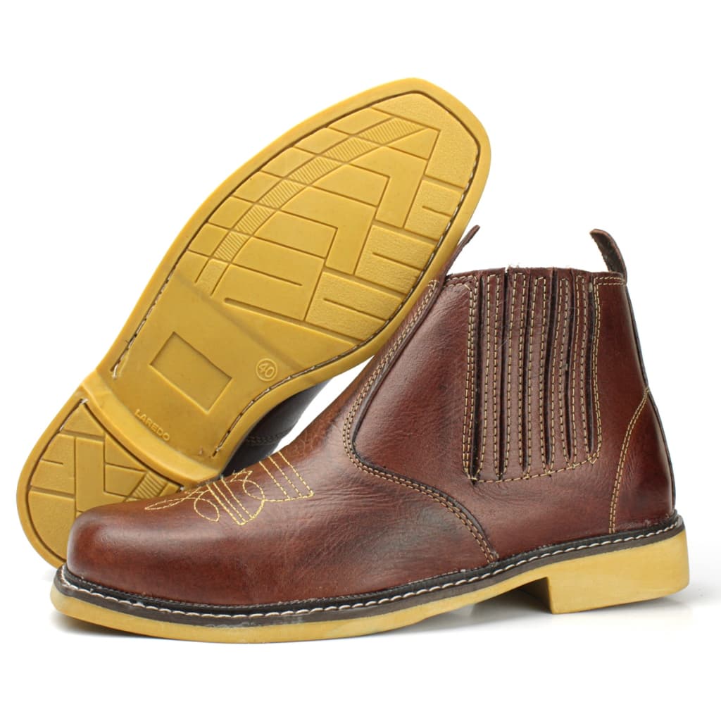 sapato botina para trabalho 100% couro com elastico promoçao