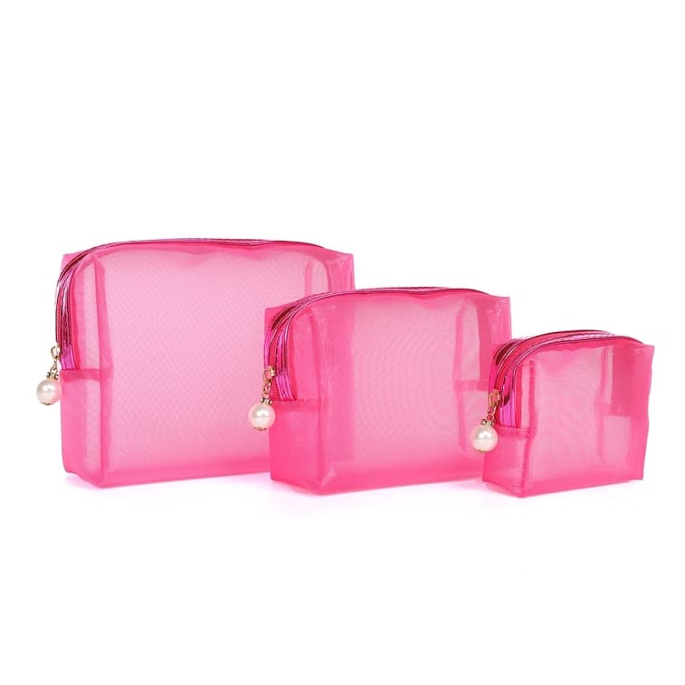 Kit 3 Necessaires de Tela com Zíper, Bolsas de Maquiagem, Moda, Práticas e Essenciais para Viagem