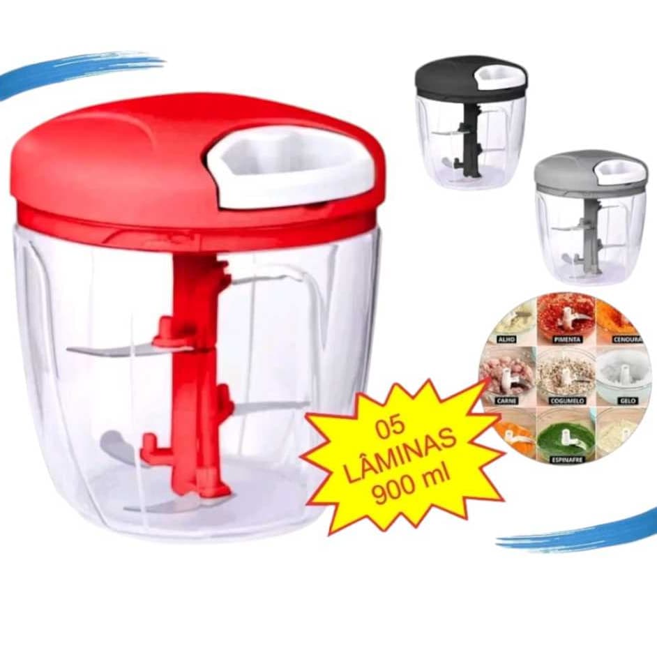 Processador Gigante Manual De Alimentos Grande 5 Lâminas 900ml - Promoção!