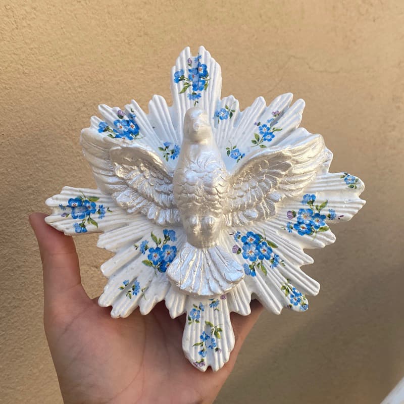 Divino Espírito Santo 17cm Decoupage azul Delicado / Divino Espírito Santo De Parede