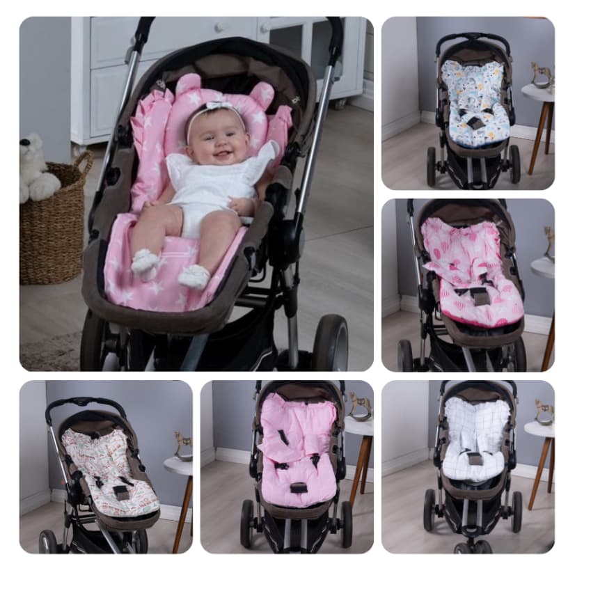 Capa de Carrinho Novo Colchonete de Bebê Universal Estampada e Lisa