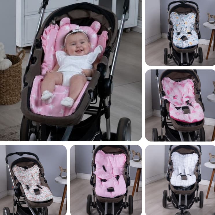 Capa de Carrinho Novo Colchonete de Bebê Universal Estampada e Lisa