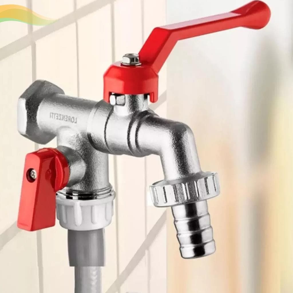 Torneira Esfera 2 Saídas Maquina Tanque Lavanderia 1/2 E 3/4 Metal Cromado Bico Removível