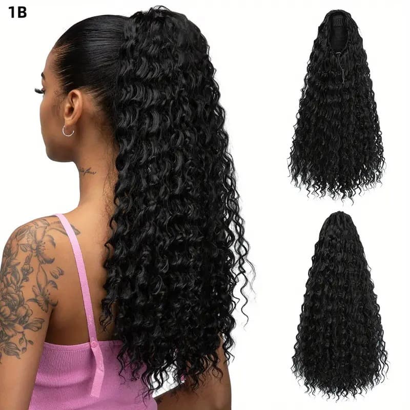 Aplique Rabo de Cavalo 70cm Bio Fibra Fashion Classic Eva Aspecto Humano Com Grampos Fixacao