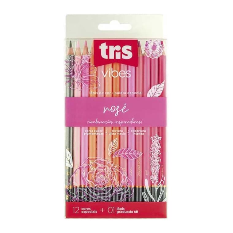 Lapis Cor Tris Vibes Rosé 12 Cor + 1 Lapis Grafite 6B