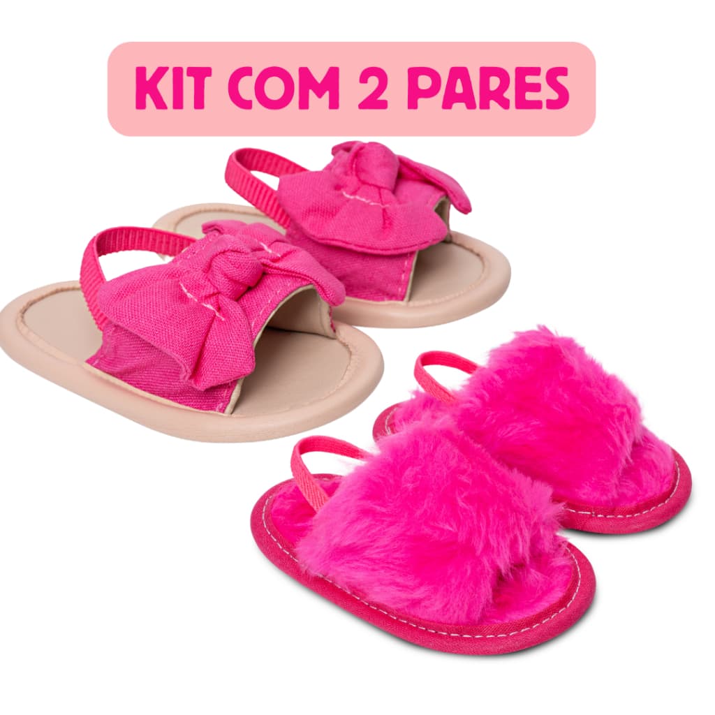 Kit Sandália + Chinelo para Bebê e Infantil Menina