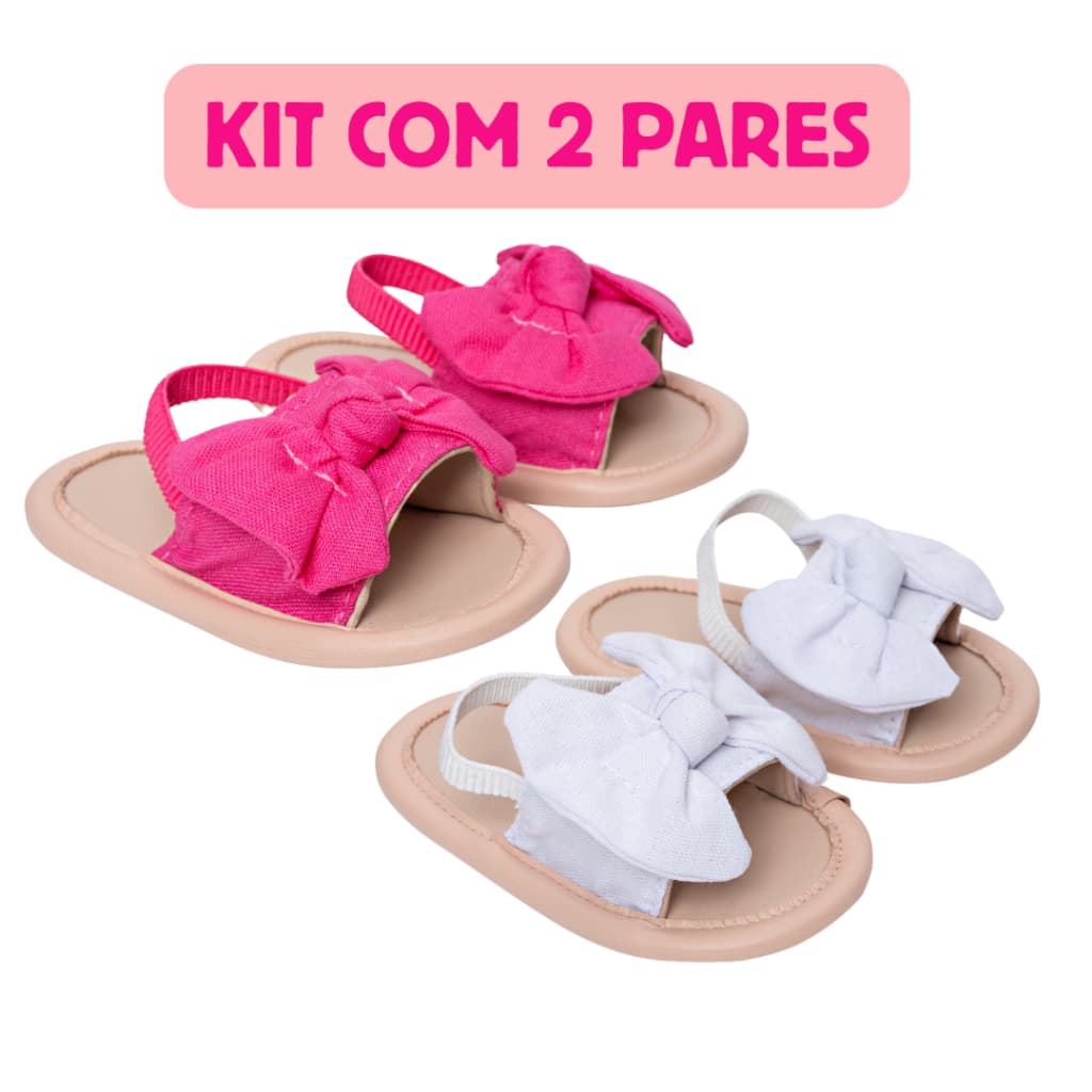 Kit 2 Sandálias de bebê infantil menina de Laçinho