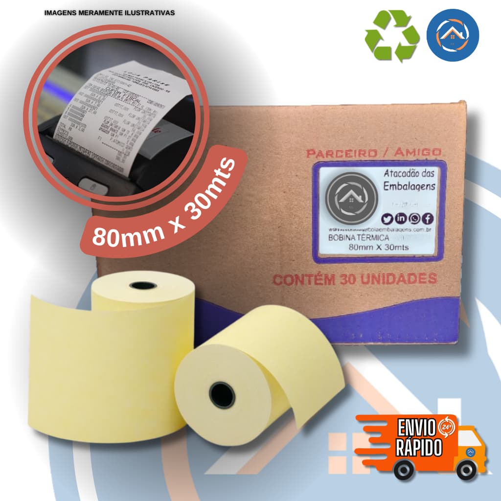 Bobina I Via Térmica Cupom Fiscal 80mmX30mts c/30un