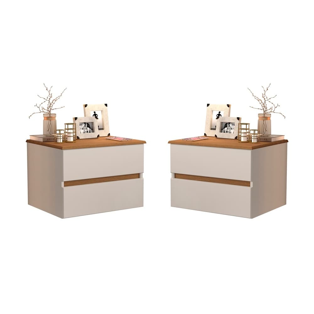 Kit 2 Mesas de Cabeceira Tóquio Criador Quarto Suspensa