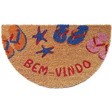 Capacho Fibra De Coco Meia Lua Praia Chinelos 60x33cm - Uzoo