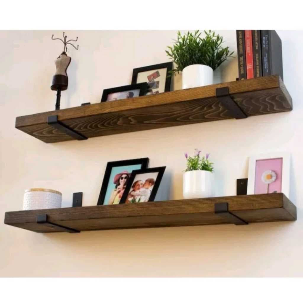 Kit 1 a 4 Prateleira Industrial Grande Com Mão francesa de ferro invertida Nicho Decoração rustica