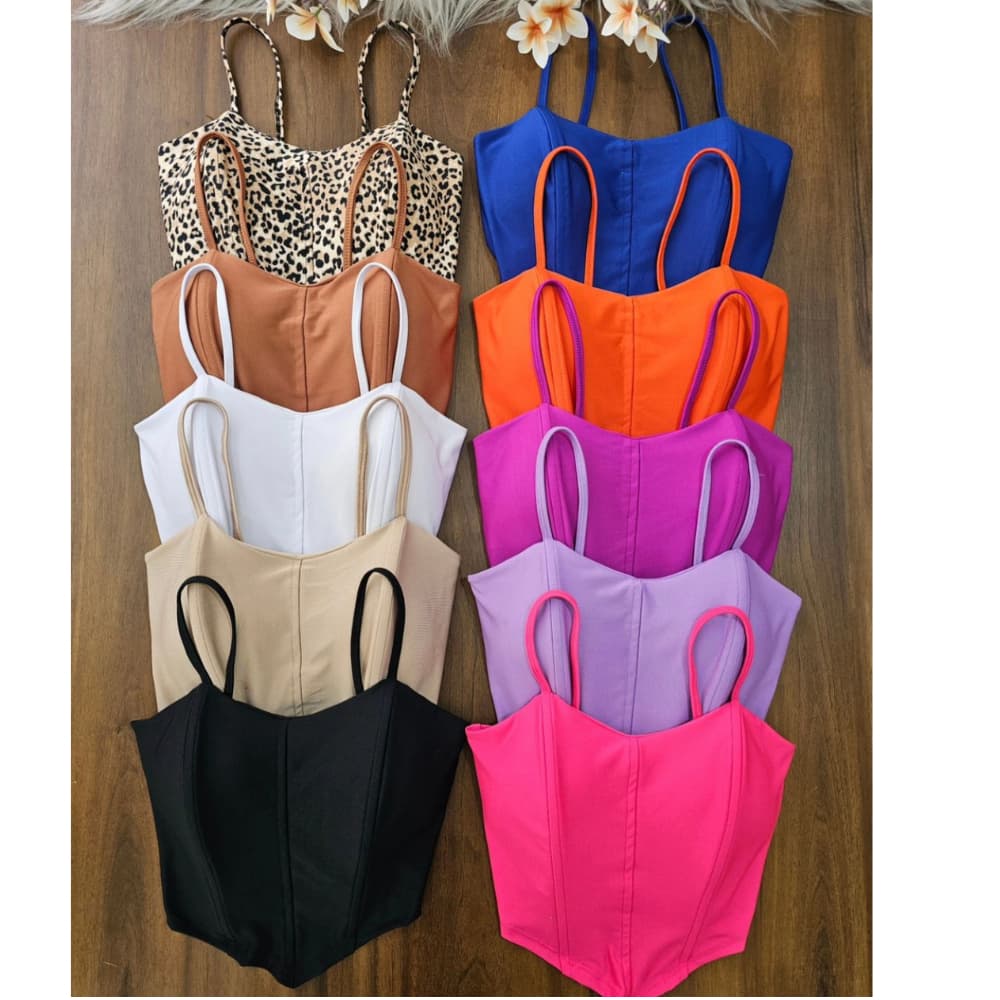 Cropped Croped Feminino Alcinha Com Bojo Corset Suplex