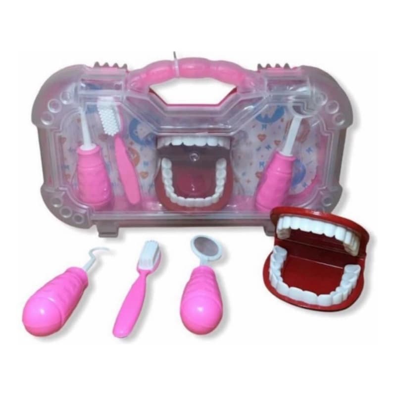 Maleta Kit Dentista Verde ou Rosa Brinquedo Educativo de Profissões Presente dia das Crianças Odonto