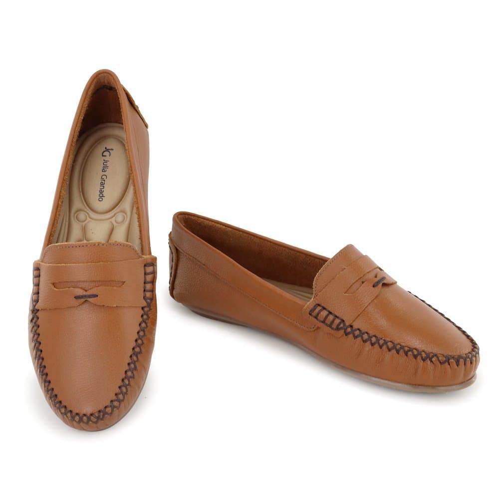 MOCASSIM FEMININO EM COURO LEGÍTIMO JULIA GRANADO SUPER CONFORTÁVEL