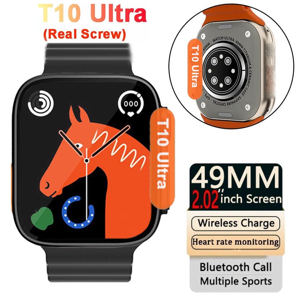 T10 Ultra 2 2025 Novo relógio inteligente da série 9, HD de 2,09 polegadas, 49 mm, Bluetooth, carregamento sem fio
