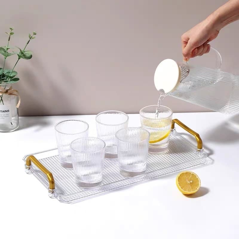 Bandeja de acrílico transparente para casa sala de estar bandeja de chá