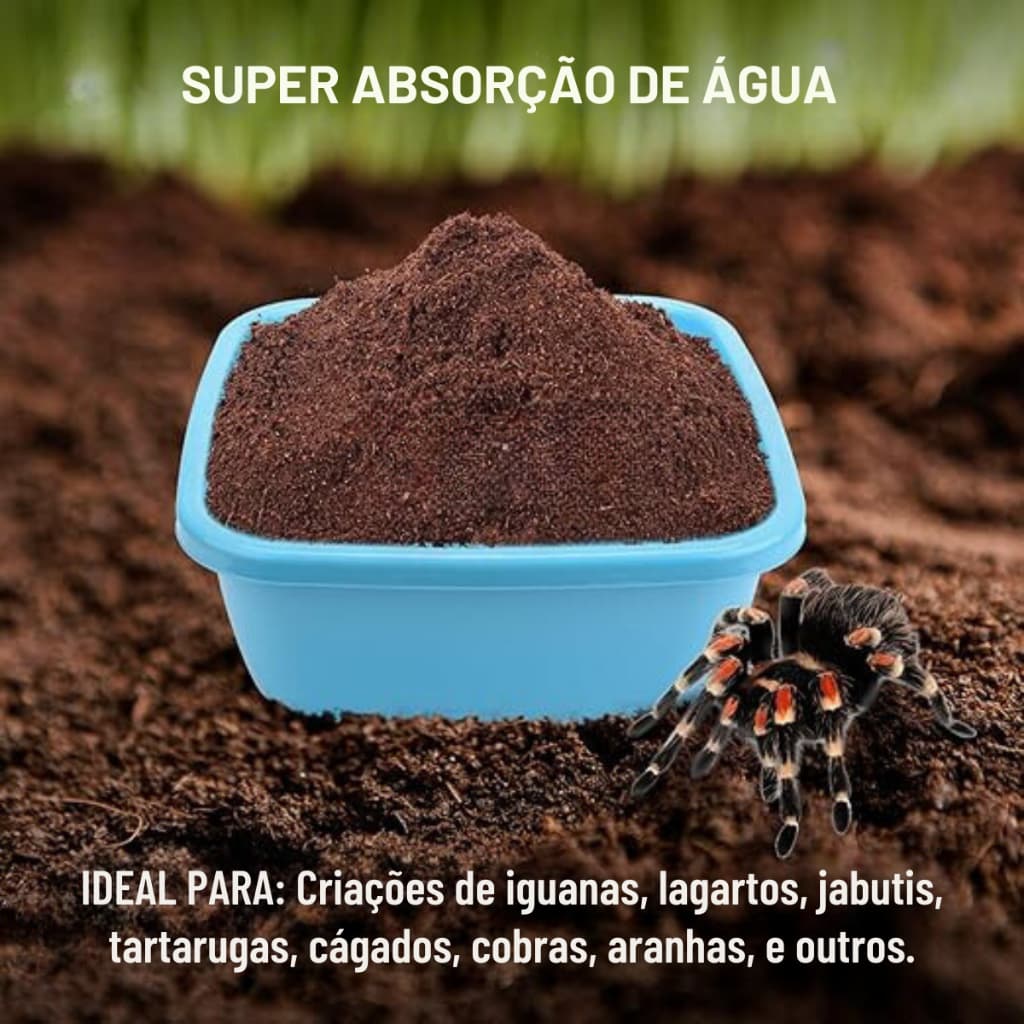 Fibra De Coco Em Pó Para Jabutís E Cágados 2 Litros Lavada Ideal Para Terrários E Criatórios Animais
