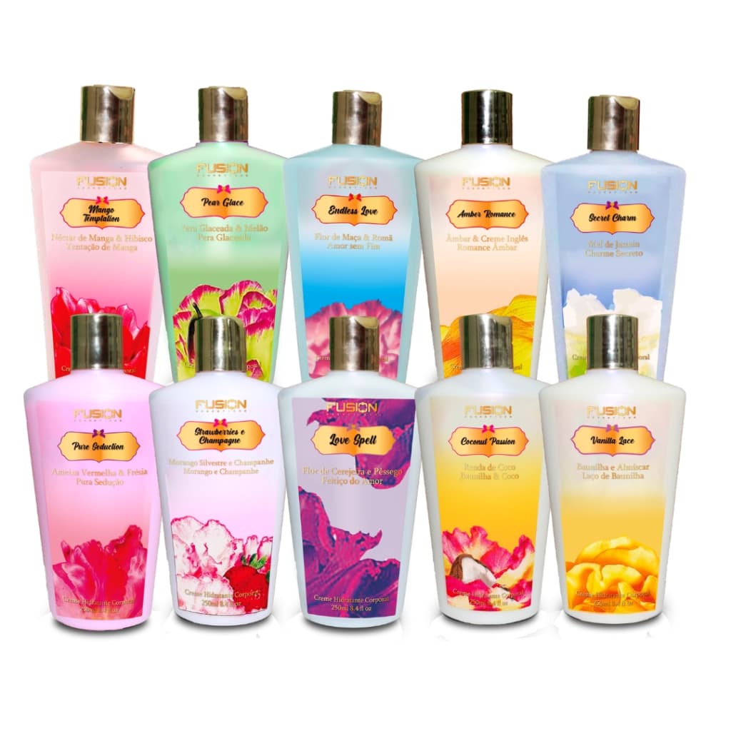 05 Creme Hidratante Corporal Fusion Cosméticos 250ml Pronta Entrega TODAS AS FRAGRÂNCIAS