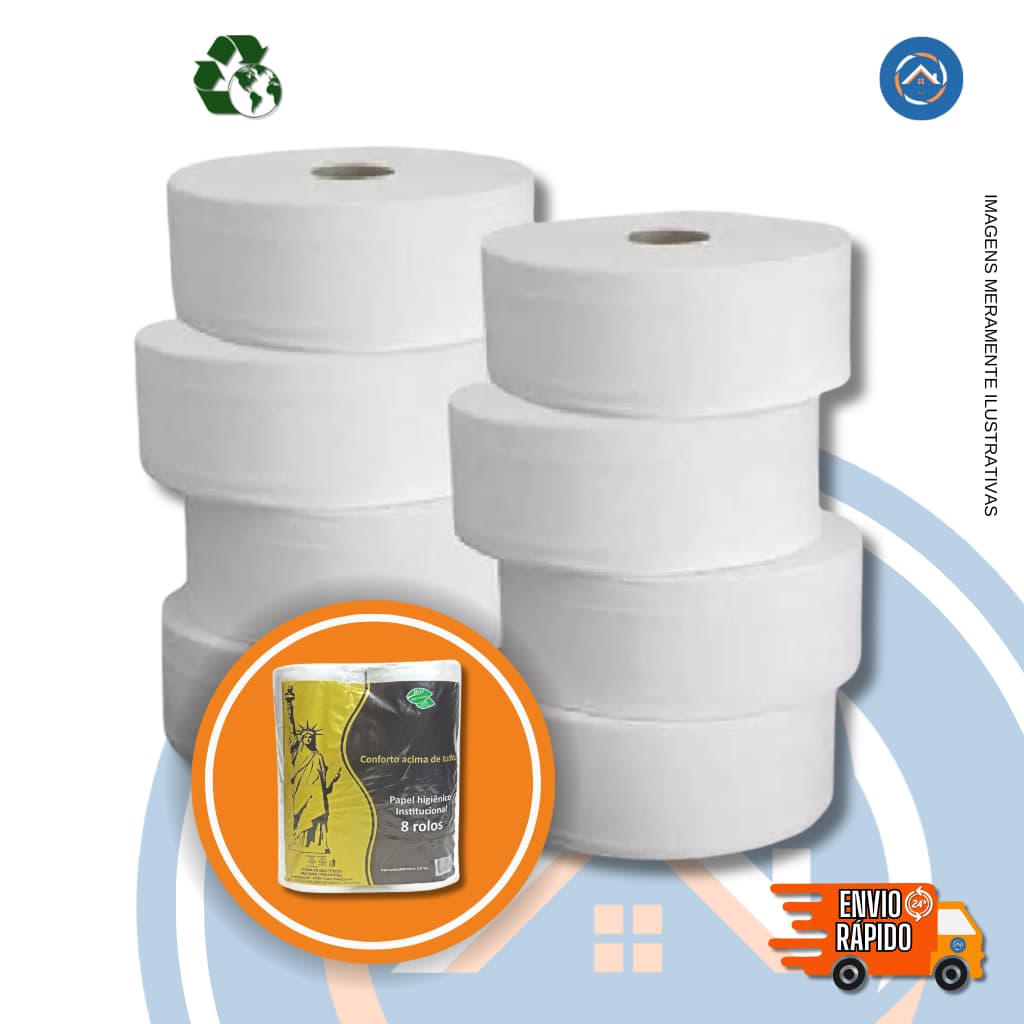 Papel Higiênico Rolão Econômico c/ 8 Rolos