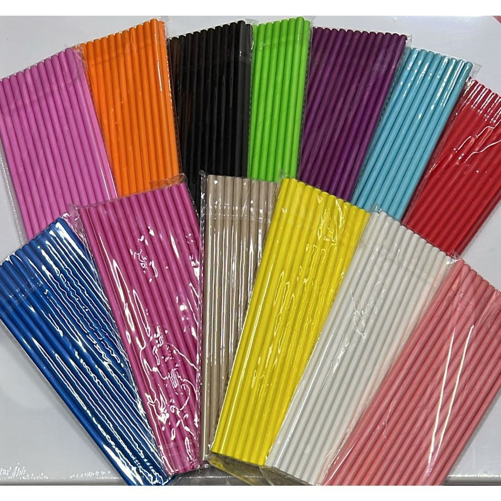 3 pacote  Canudo biodegradável de papel Liso Cores Padrão topo de bolo 6mm