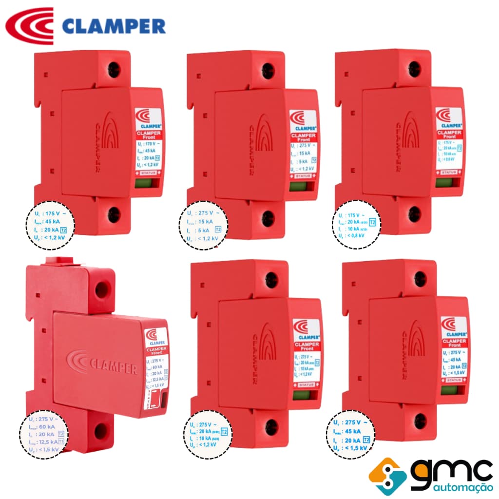 Protetor Surto DPS Clamper FRONT Anti Raio Vcl 175v a 275V - 15ka, 20ka, 45Ka e 60ka