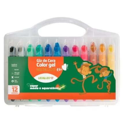 Giz De Cera Color Gel Metalicos 12 Cores Und Leoeleo