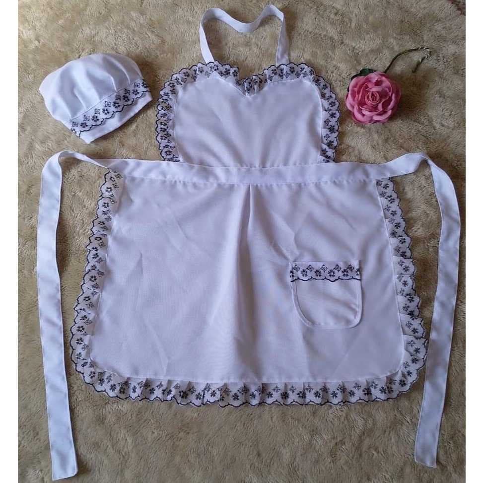 Kit avental e touca para cozinhar adulto e infantil