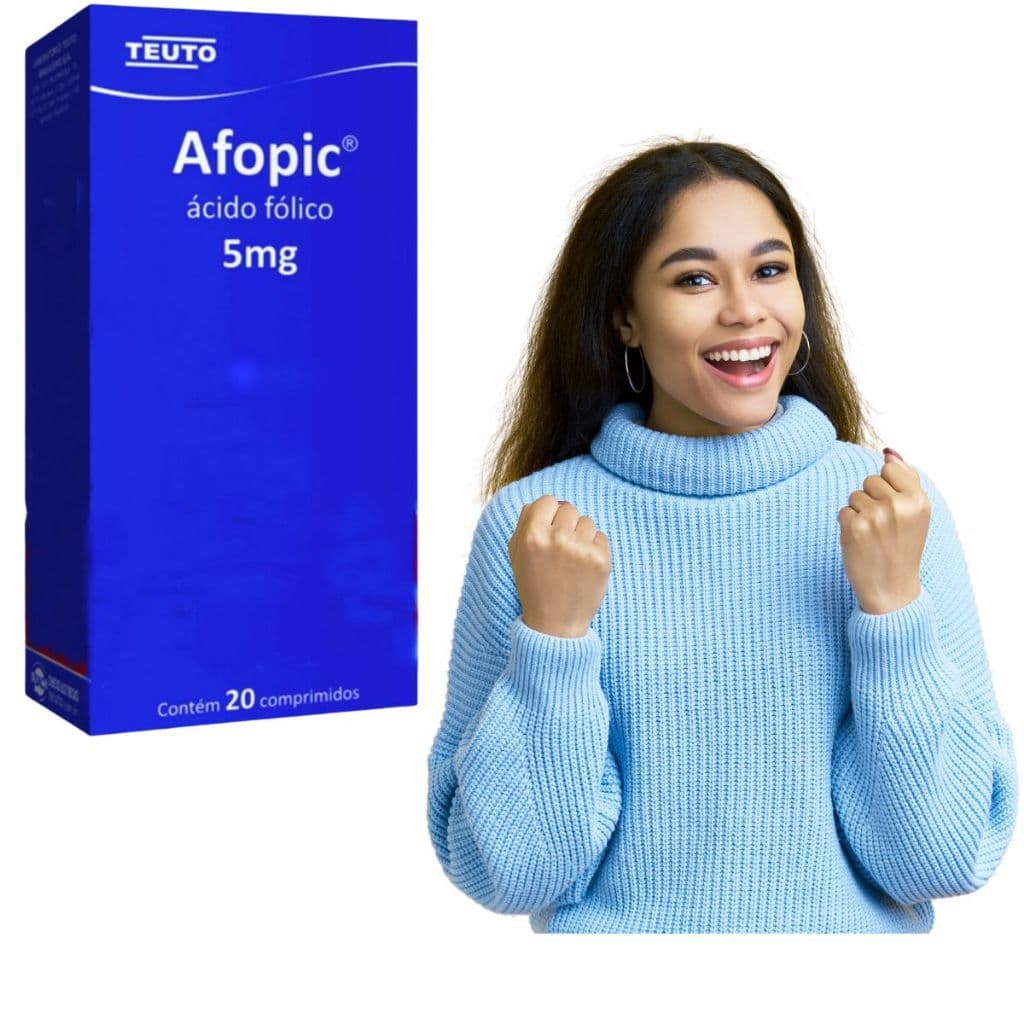 Vitamina B9 Afopic ácido fólico 5mg saunde para cabelo pele e unha