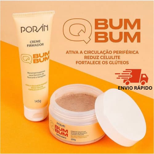 KIT OU INDIVIDUAL Bumbum Lisinho Porán Esfoliante Corporal Creme Termogênico Firmador