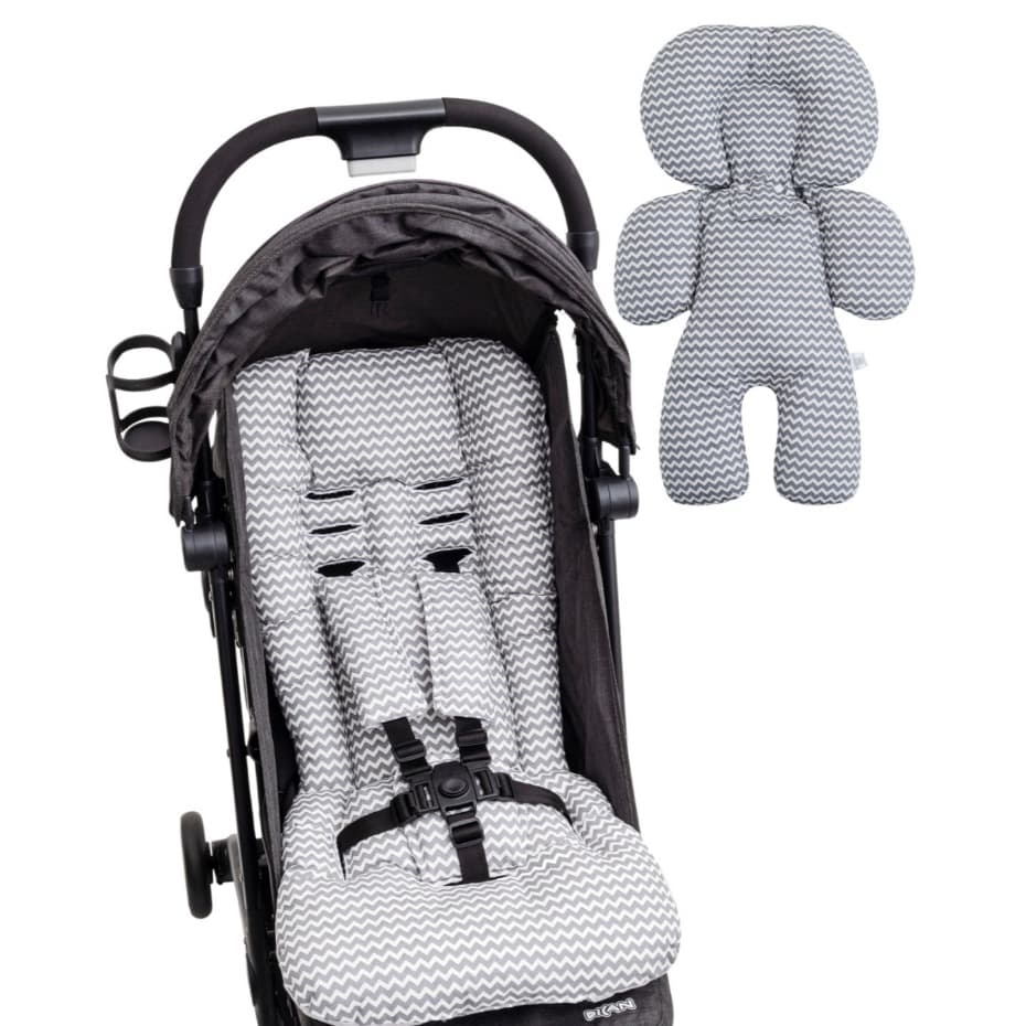 Kit REDUTOR Almofada Para Carrinho + Bebê Conforto - ZIG ZAG CINZA