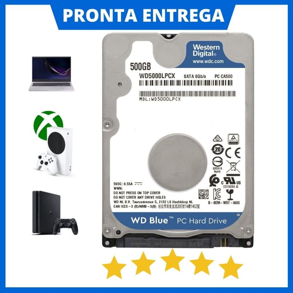 HD 500GB Slim 2.5 Notebook/Xbox/PS3/PS4 - Disco Rígido Interno SATA com NF e Garantia