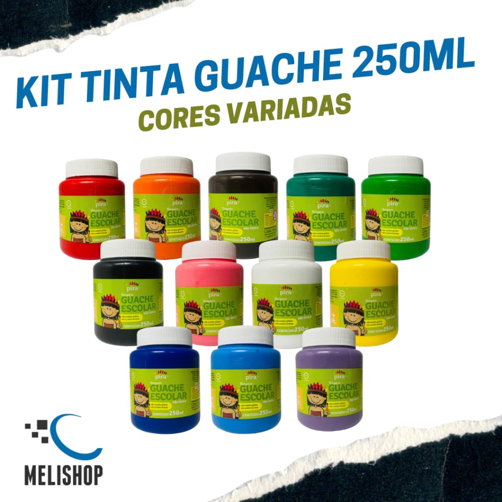 Kit 6/12 Tinta Guache 250ml Original Piratininga