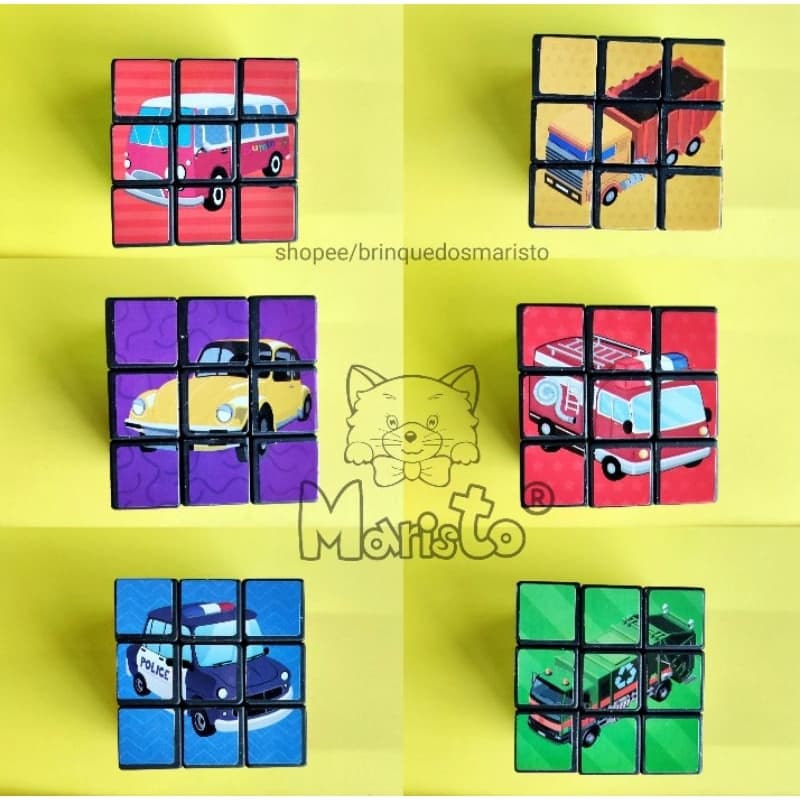 Kit 12 Mini Brinquedo Barato Lembrancinha Cubo Mágico Carros Veículos