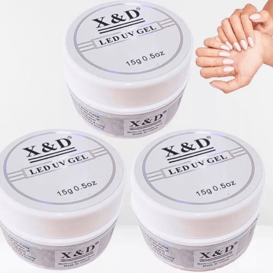 KIT 3 Gel 15g X&D Para Unhas Gel fibra XED XD Profissional Alongamento