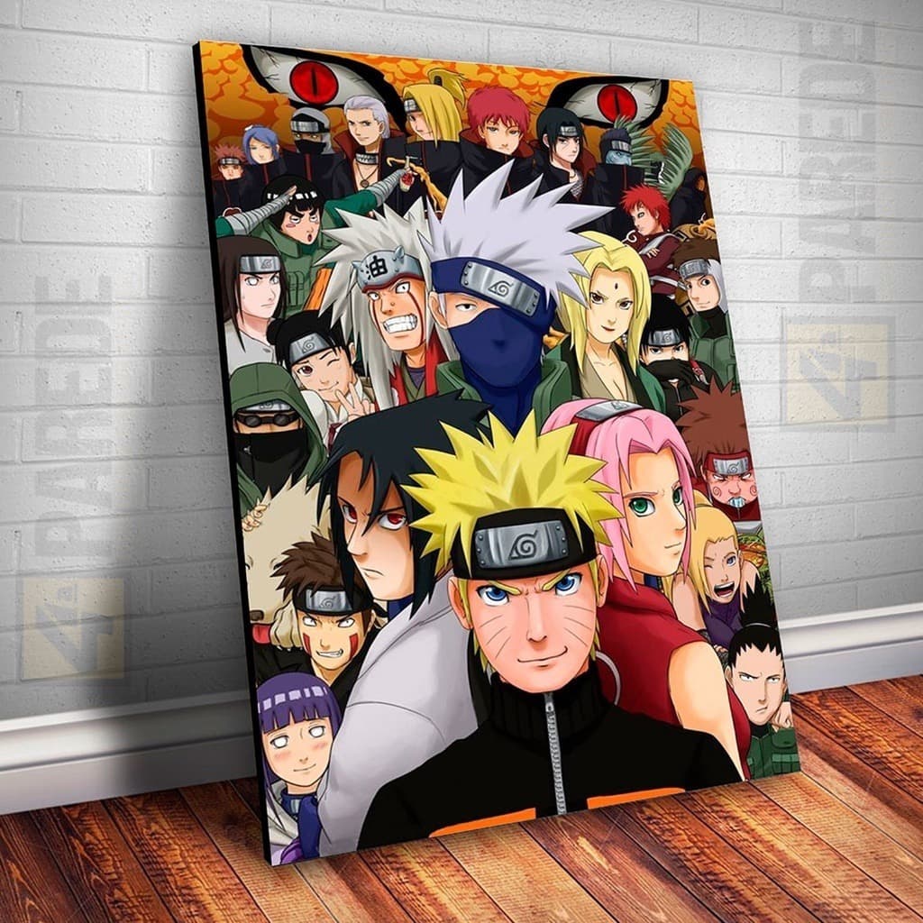 Quadro Decorativo Naruto e sua turma ANime NAruto Kakashi Sakura Sasuke Gekk