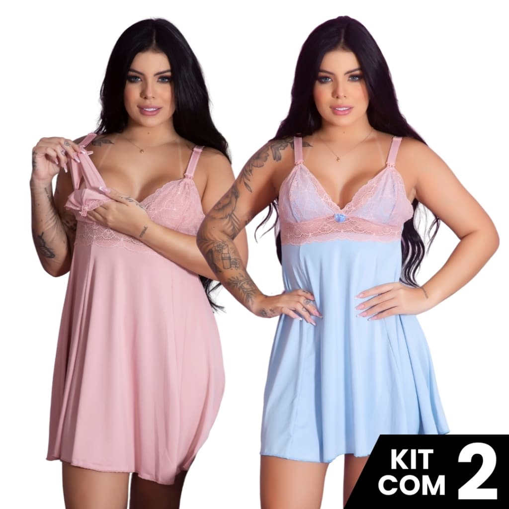 Kit 2 Camisolas Amamentação Confortável Abertura Fácil Gestante Pós Parto Maternidade Para Lactantes