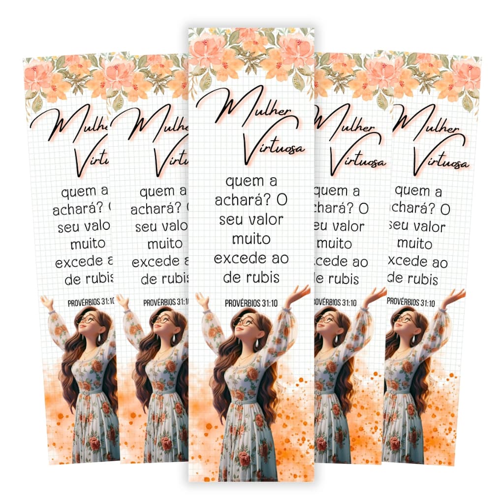 25, 50 ou 100 Marcadores de Pagina Mulher Virtuosa Para Lembrancinha de Igreja, Congresso Feminino