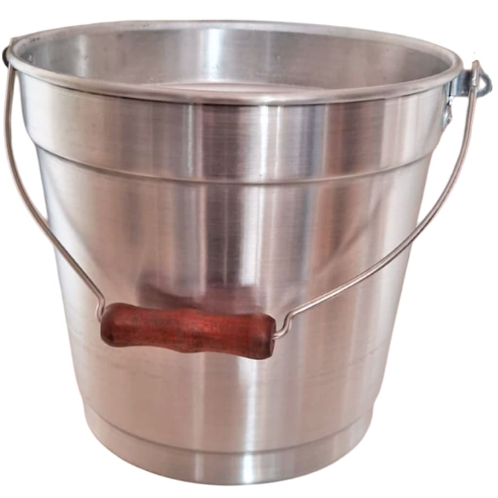 Balde de Alumínio nº 30 12 litros para Fervuras em Geral com pegador em Madeira