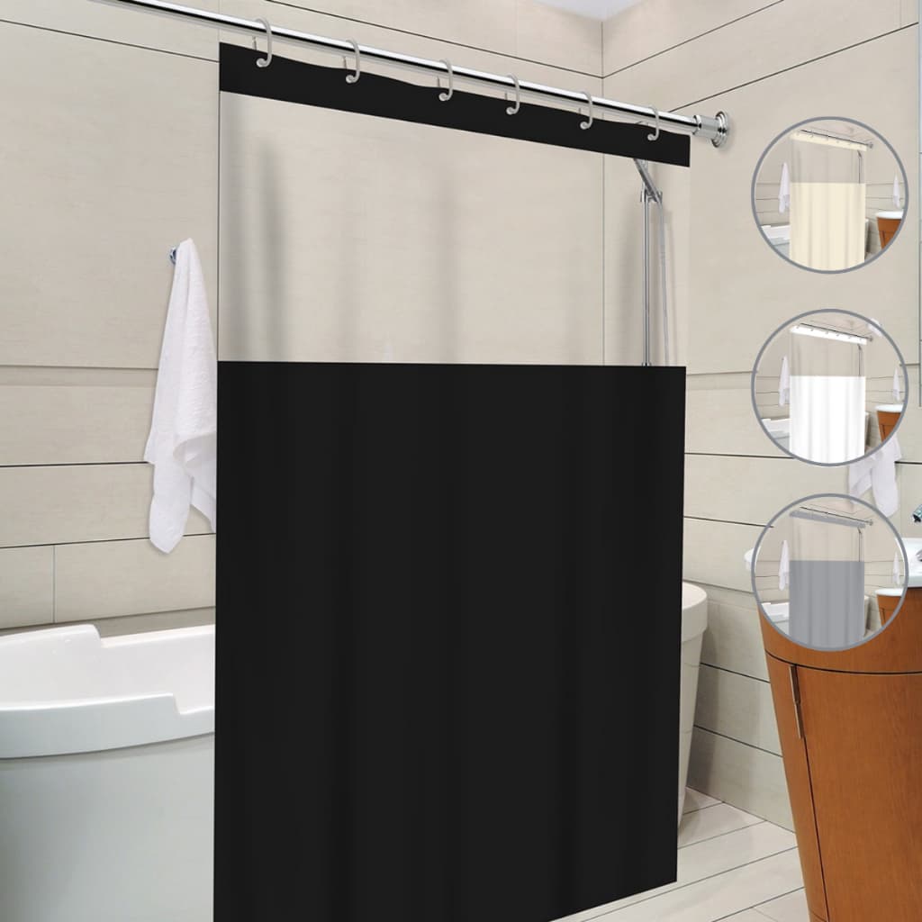 Cortina Box com Visor Transparente Vinil Para Banheiro Anti Mofo Com Ganchos Varias Cores