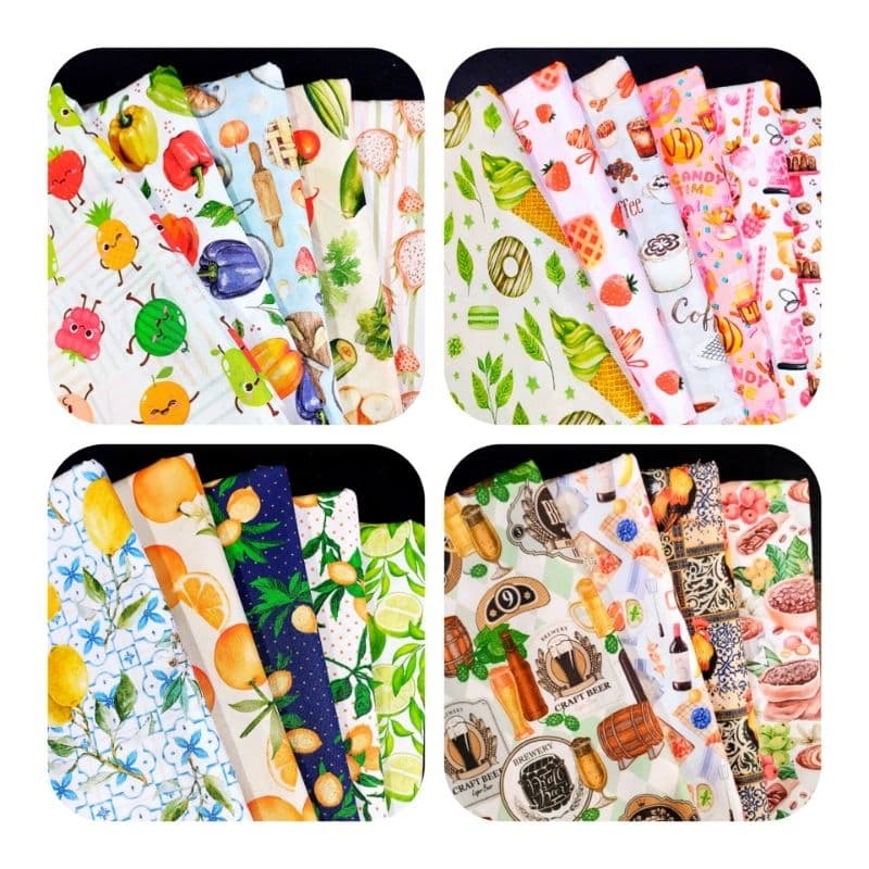 Tecido Tricoline Kit barrado retalhos 25 cm x 50 cm 100% algodão