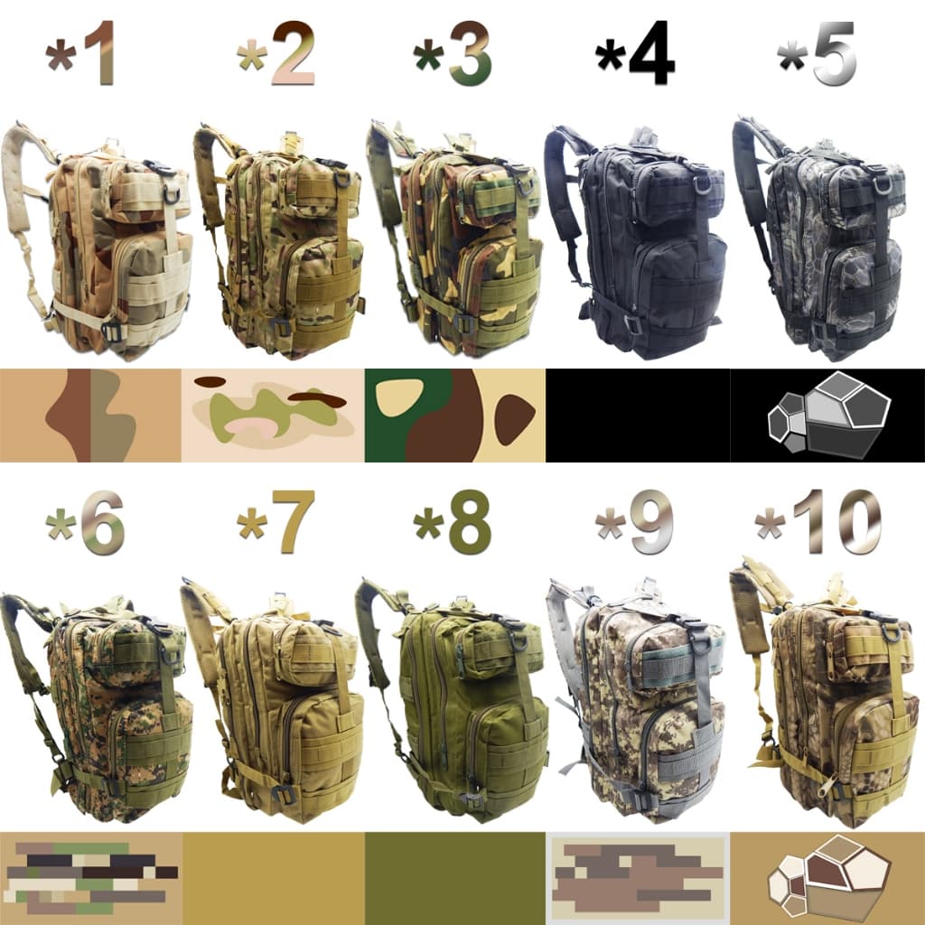 Mochila Militar, Tática Camping 30L Resistente à água, Alcochoada, Material reforçado - SQ6166