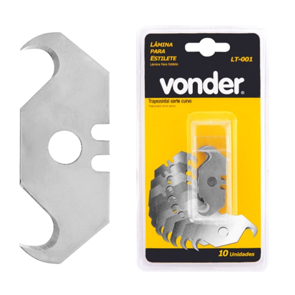 Lâminas trapezoidal para estilete curva reposição com 10 unidades - Vonder