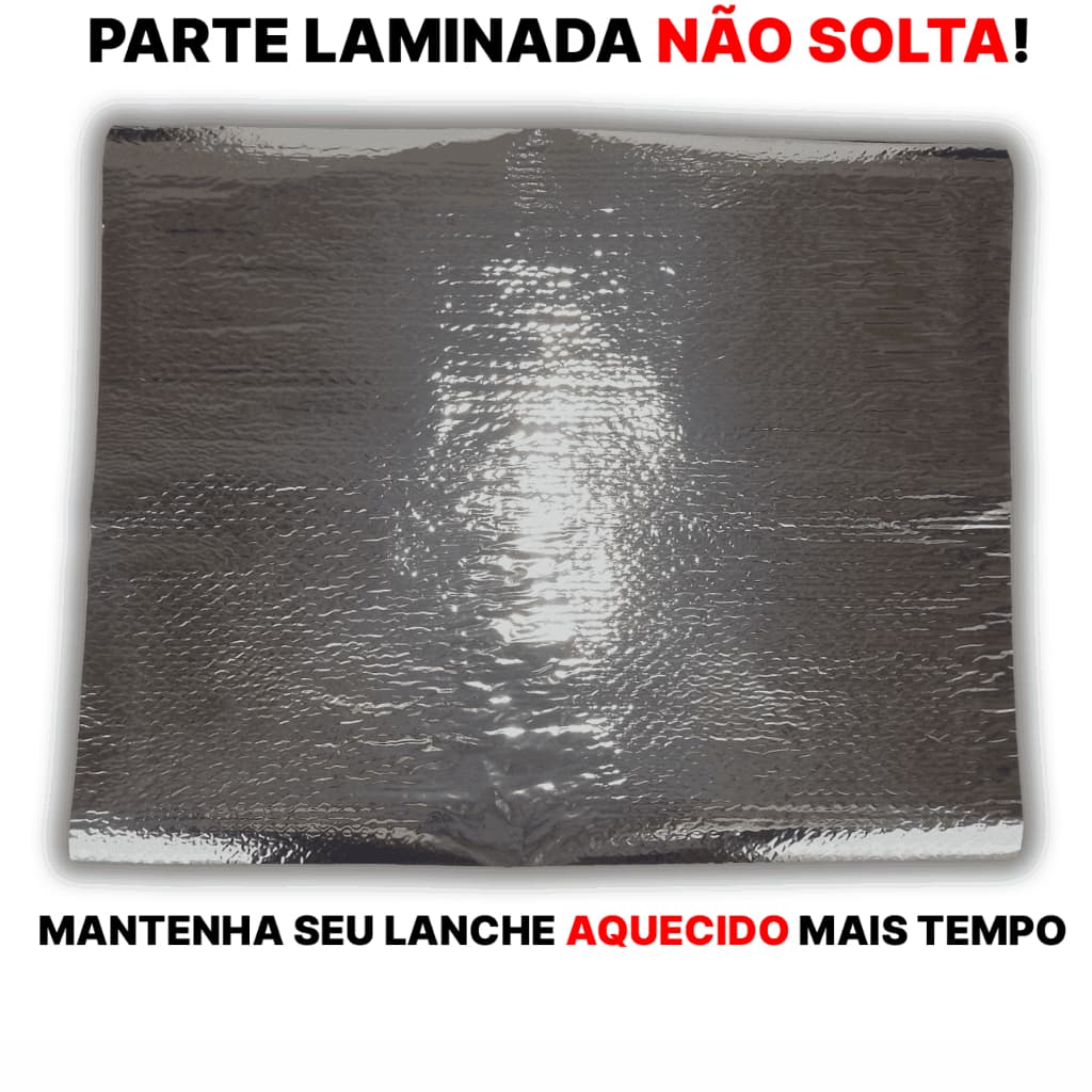 50uni Papel acoplado térmico 30x38 hamburguer lanches aluminio metalizado laminado (50 unidades)