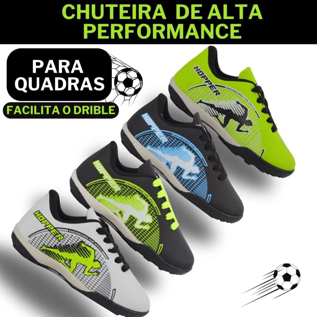 Chuteira Infantil Quadra Hopper - Tamanhos 26 a 33, Diversas Cores