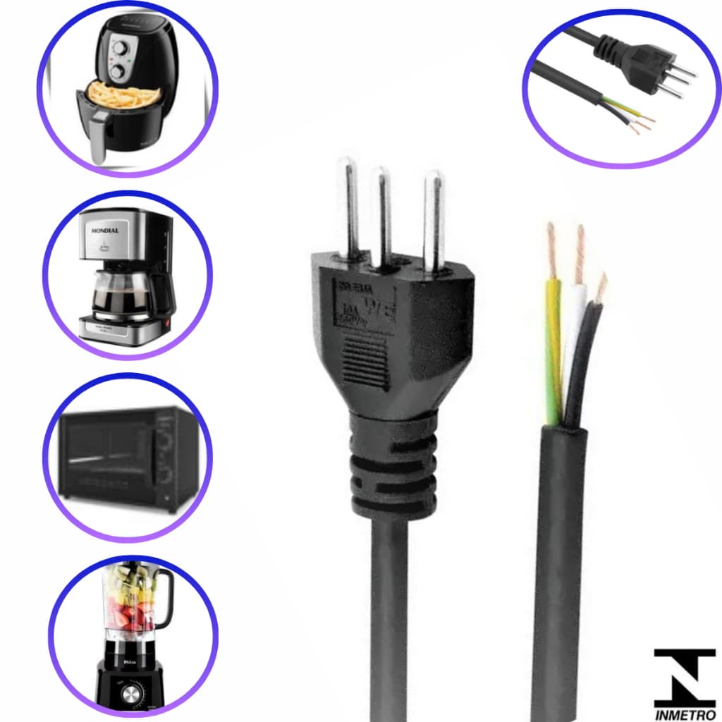 Cabo De Força Tripolar Rabicho 2,50mm Plugue 20a 1,50m 250v
