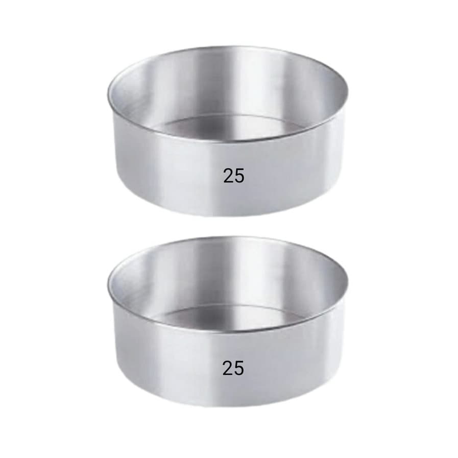 Kit 2 (DUAS)  Assadeira Redonda ALTA 25x10 Forma Bolo Alumínio Fundo Fixo