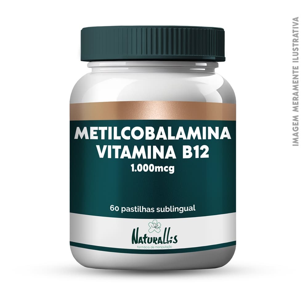 Metilcobalamina 1000mcg Vitamina B12 Pastilhas Sublinguais Vegano - 60 unidades