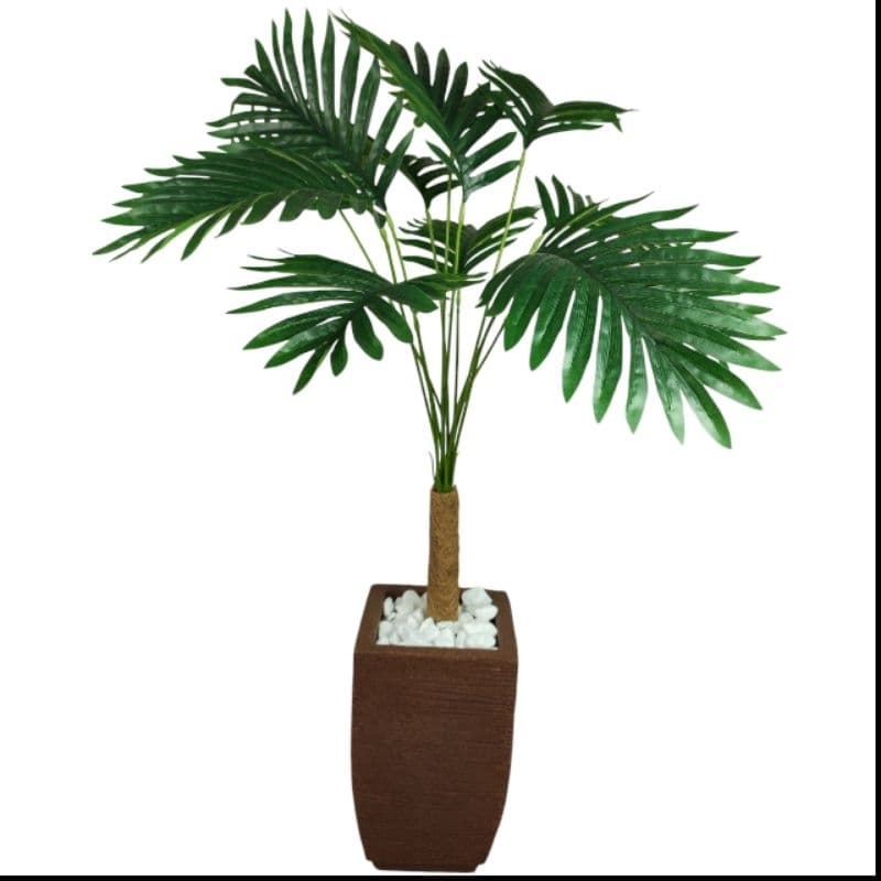 Planta Artificial Palmeira Decoração Sala Escritório Casa Com Vaso Quadrado De Polietileno