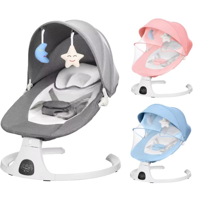 Cadeira De Balanço Automática Infantil Bluetooth Premium e Mosquiteiro Cadeirinha Descanso Multmaxx